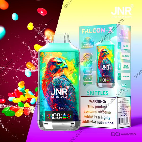 JNR Falcon X 18000 Skittles flavour disposable vape 18000 puffs