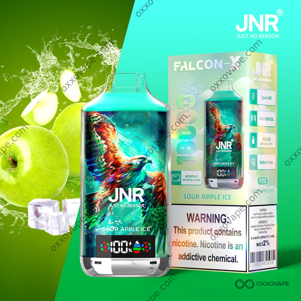 JNR Falcon X 18000 Sour Apple Ice flavour disposable vape 18000 puffs