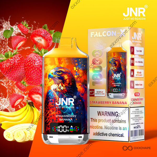 JNR Falcon X 18000 Strawberry Banana flavour disposable vape 18000 puffs
