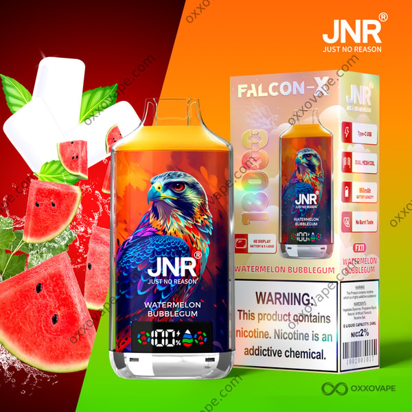 JNR Falcon X 18000 Watermelon Bubblegum flavour disposable vape 18000 puffs