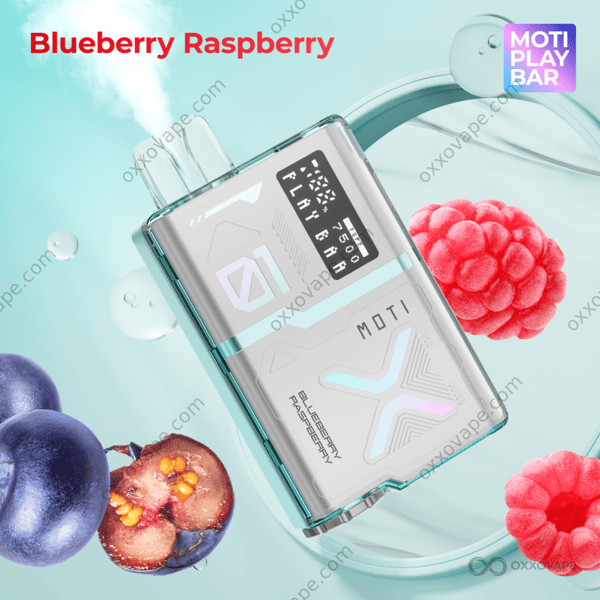 MOTI Play Bar 7500 Blueberry Raspberry disposable vape 7500 puffs bold berry flavor