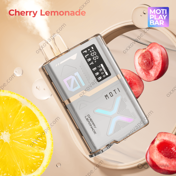 MOTI Play Bar 7500 Cherry Lemonade disposable vape 7500 puffs citrus cherry flavor