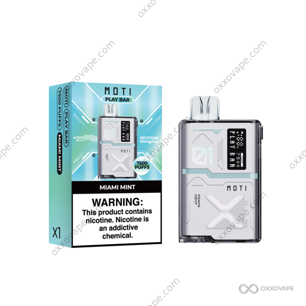 MOTI Play Bar 7500 Miami Mint disposable vape 7500 puffs tropical mint flavor