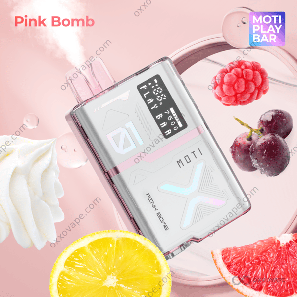 MOTI Play Bar 7500 Pink Bomb disposable vape 7500 puffs bold berry flavor