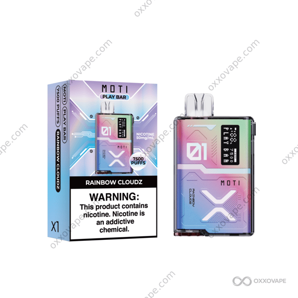 MOTI Play Bar 7500 Rainbow Cloudz disposable vape 7500 puffs sherbet candy flavor