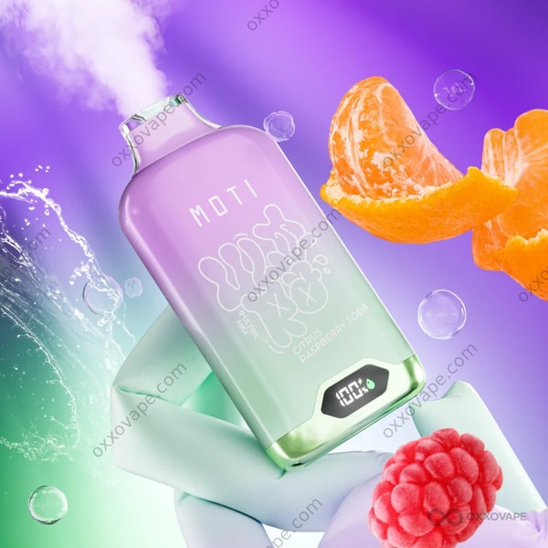 Vape jetable MOTI Ultra Max 12000 Soda Citrus Framboise 16 ml 3%