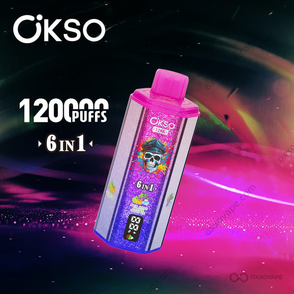 OKSO 120000 Sour Apple Orange Grape Ice Black Currant bold tangy disposable vape flavor set