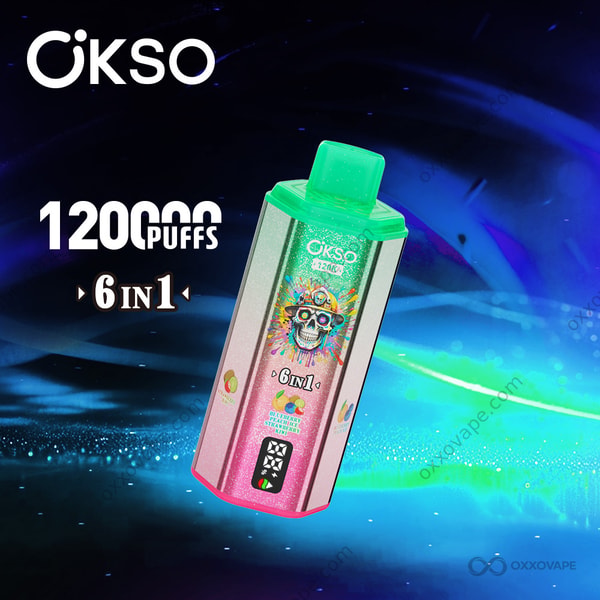 OKSO 120000 Strawberry Kiwi Blueberry Peach Ice Cool Mint refreshing disposable vape flavor set
