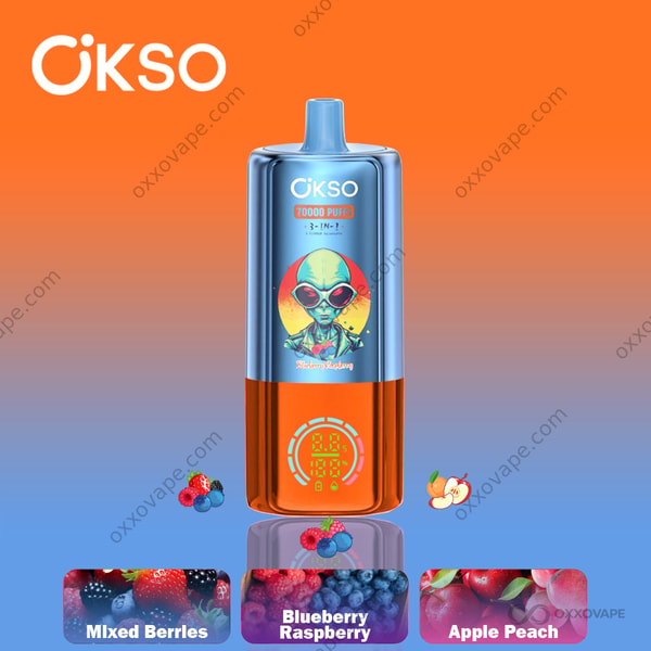 OKSO 70000 Puffs Disposable Vape — Blueberry Raspberry, Mixed Berries and Apple Peach Flavor Combo