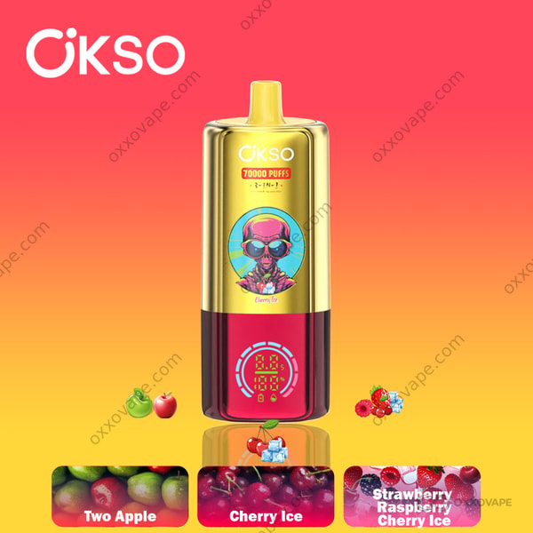 OKSO 70000 Puffs Disposable Vape — Cherry Ice, Two Apple and Strawberry Raspberry Cherry Ice Flavor Combo