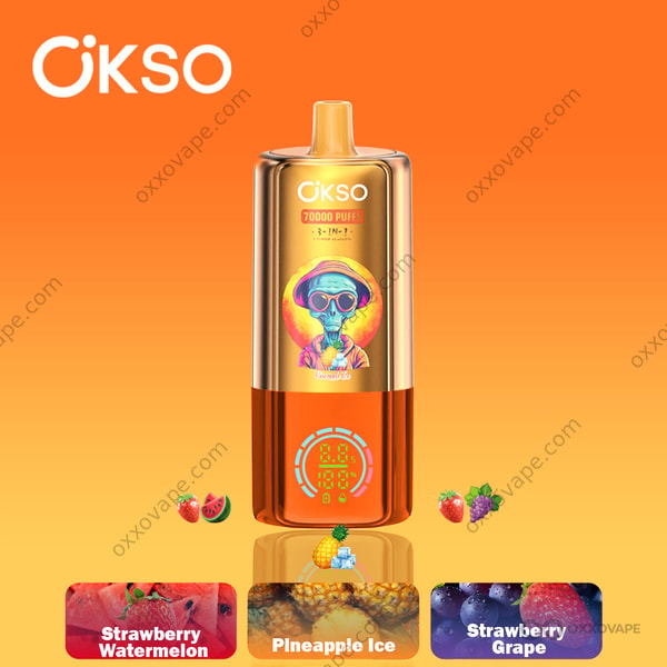 OKSO 70000 Puffs Disposable Vape — Pineapple Ice, Strawberry Watermelon and Strawberry Grape Flavor Combo