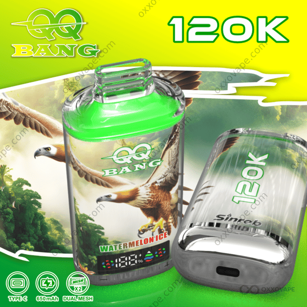 QQ Bang 120000 Puffs Watermelon Ice menthol disposable vape crystal design