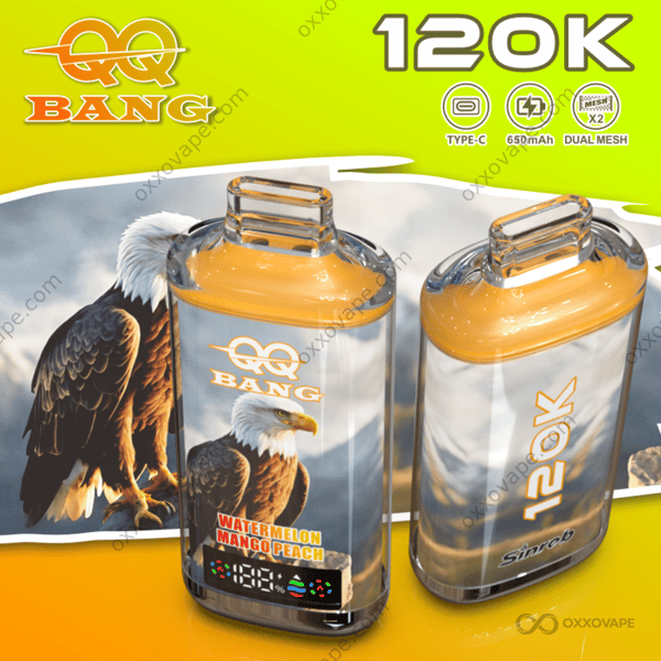 QQ Bang 120000 Puffs Watermelon Mango Peach tropical blend disposable vape