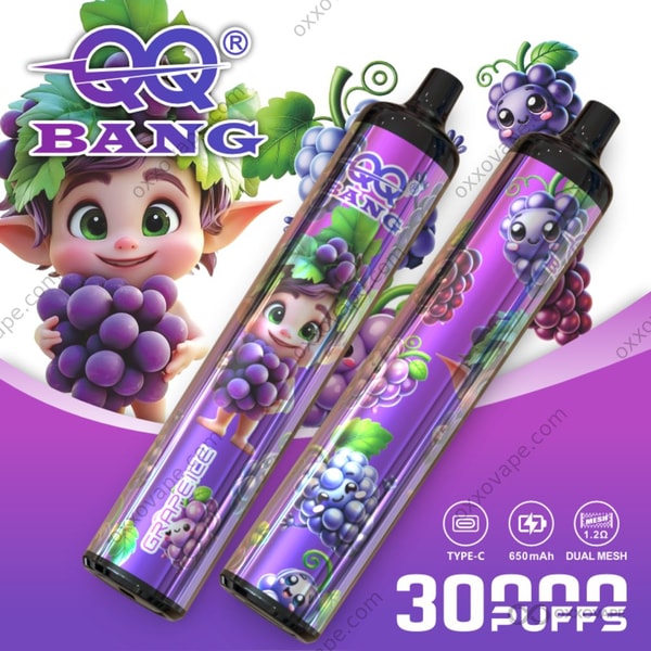 QQ Bang 30000 Puff Slim Disposable Vape Grape Ice Flavor — Juicy Dark Grape with Icy Finish