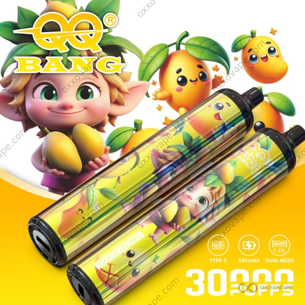 QQ Bang 30000 Puff Slim Disposable Vape Mango Ice Flavor — Bold Tropical Mango with Cooling Menthol