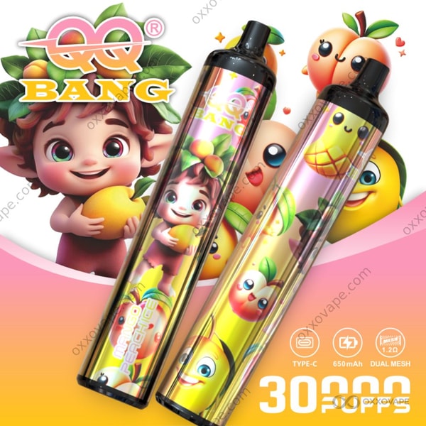 QQ Bang 30000 Puff Slim Disposable Vape Mango Peach Ice Flavor — Tropical Fruit Blend