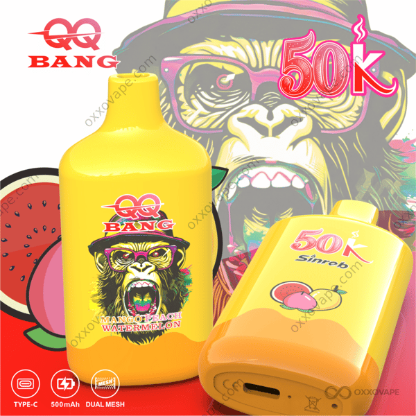 QQ Bang 50K 50000 Puffs Mango Peach Watermelon Flavor Rechargeable Disposable Vape