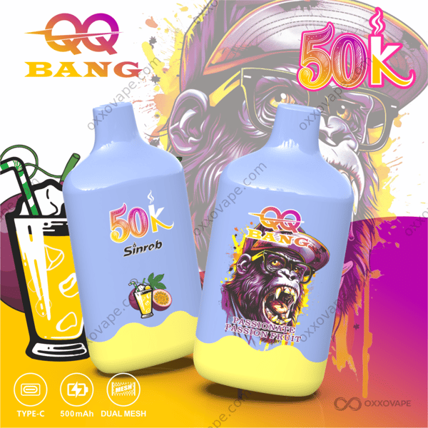 QQ Bang 50K 50000 Puffs Passionate Passion Fruit Flavor Rechargeable Disposable Vape