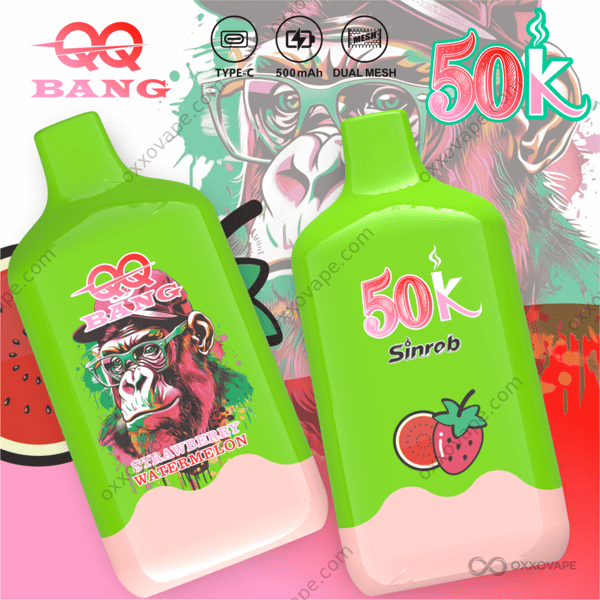QQ Bang 50K 50000 Puffs Strawberry Watermelon Flavor Rechargeable Disposable Vape