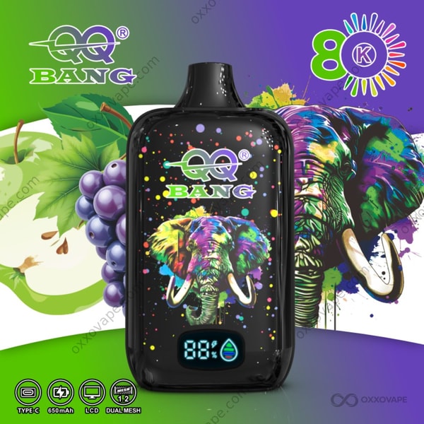 Vape jetable QQ Bang 80000 Puffs saveur pomme raisin — pomme verte croquante avec raisin sucré profond