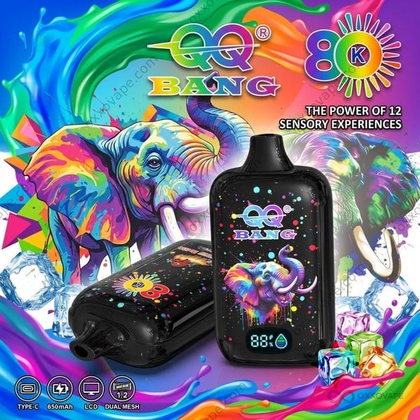 QQ Bang 80000 Puffs 使い捨て Vape フルフレーバー ラインナップ (スマート スクリーン ディスプレイ付き)