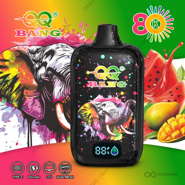 QQ Bang 80000 Puffs Vape jetable à saveur de fraise, de mangue et de pastèque — mélange de trois fruits tropicaux
