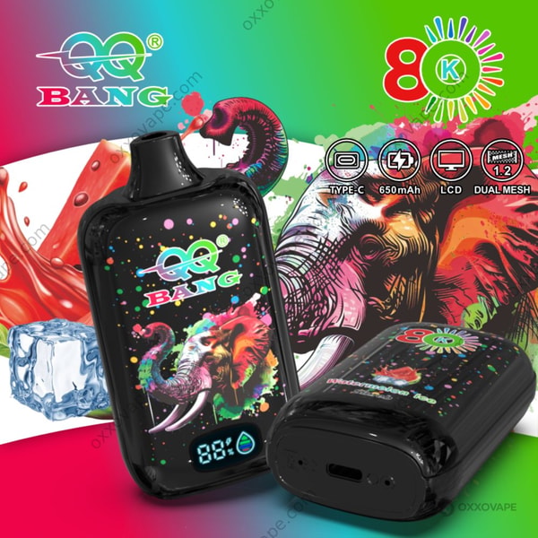 QQ Bang 80000 Puffs Watermelon Ice saveur vape jetable - pastèque juteuse avec expiration glacée et fraîche