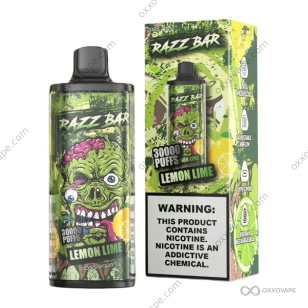 Razz Bar 30000 Lemon Lime flavor disposable vape — zesty citrus lemon and lime dual fruit vape