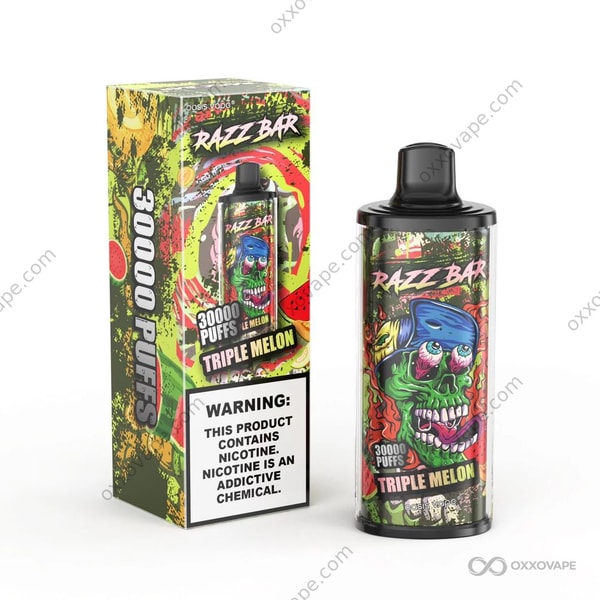 Razz Bar 30000 Triple Melon flavor disposable vape — watermelon honeydew cantaloupe blend