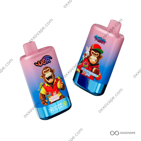 UOR Twins 80000 Puffs Peach Mango and Strawberry Ice dual flavor disposable vape