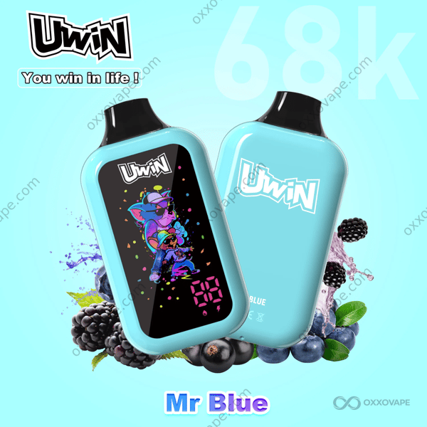 Uwin Digital Box 68000 Mr Blue 68K Puffs Blue Raspberry Icy Disposable Vape