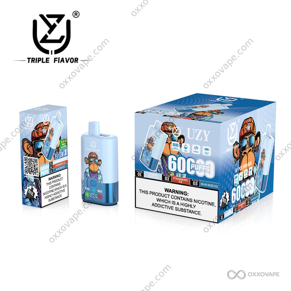 UZY Triple Flavor 60000 Puffs Vape Summer Peach Ice Strawberry Ice Blue Razz Ice Flavor