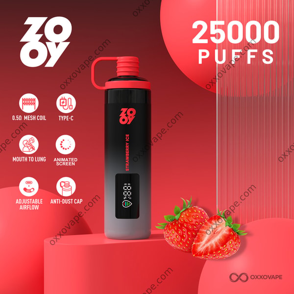 ZOOY Shisha 25000 Strawberry Ice flavor 25K puffs disposable vape — EU Warehouse