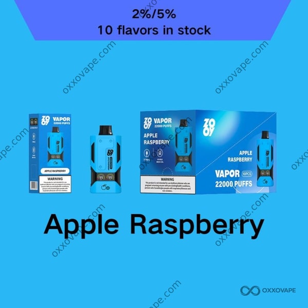 ZOOY Vapor 22000 Apple Raspberry flavor disposable vape EU