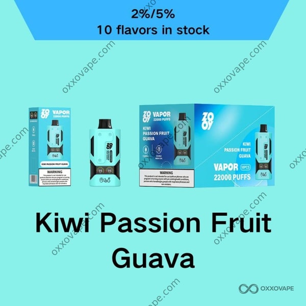 ZOOY Vapor 22000 Kiwi Passion Fruit Guava flavor disposable vape 22000 puffs