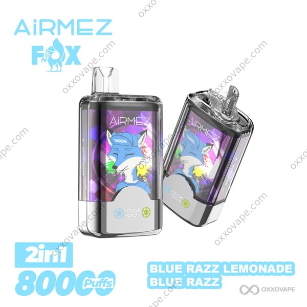 Airmez Fox 80000 Blue Razz Lemonade and Blue Razz Dual Flavor Pod System