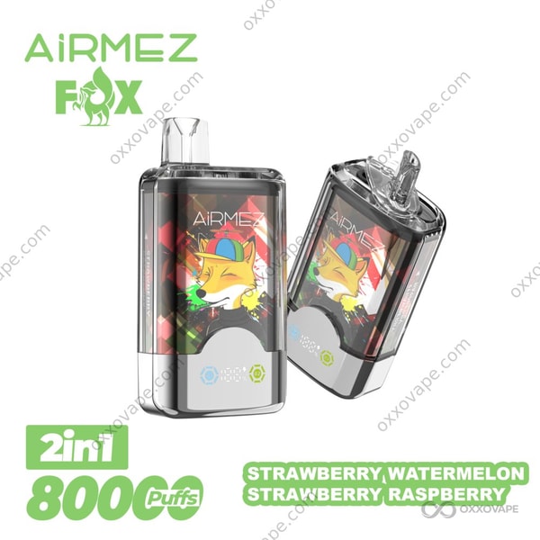 Airmez Fox 80000 Strawberry Watermelon and Strawberry Raspberry Dual Flavor Pod System