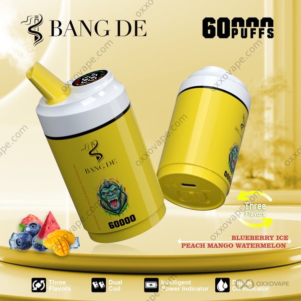 Bang DE 60000 Blueberry Ice and Peach Mango Watermelon 60K Puffs Dual Flavor Disposable Vape