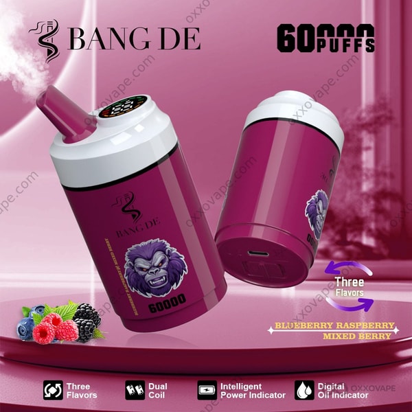 Bang DE 60000 Blueberry Raspberry and Mixed Berry 60K Puffs Dual Flavor Disposable Vape