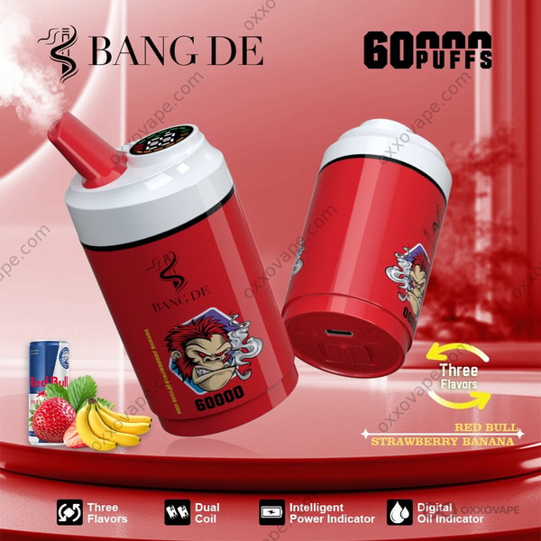 Bang DE 60000 Red Bull and Strawberry Banana 60K Puffs Dual Flavor Disposable Vape