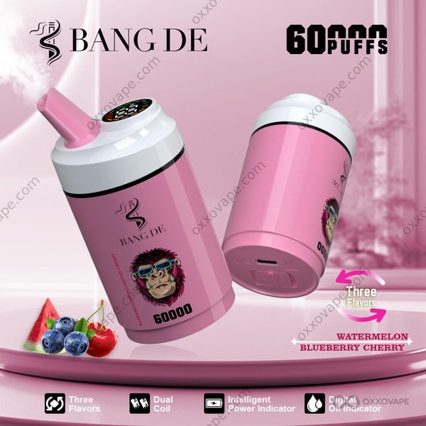 Bang DE 60000 Watermelon Ice and Blueberry Cherry 60K Puffs Dual Flavor Disposable Vape