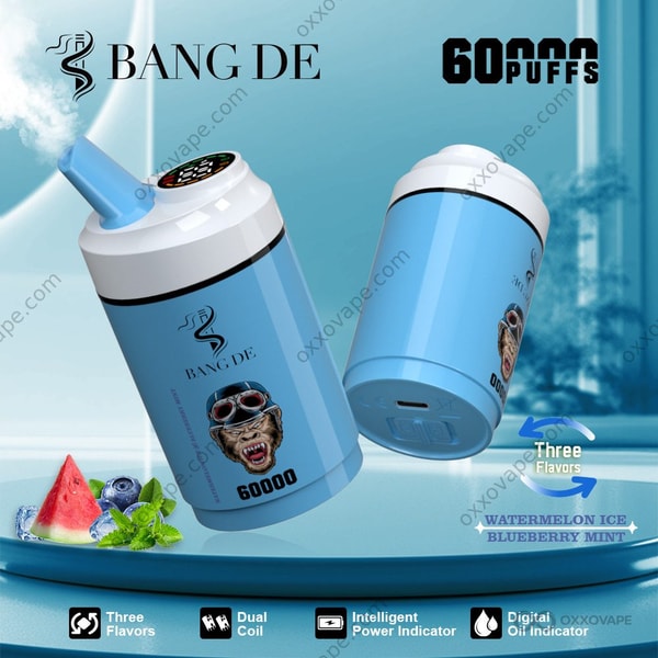 Bang DE 60000 Watermelon Ice and Blueberry Mint 60K Puffs Dual Flavor Disposable Vape