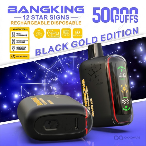 Bang King 12 Star Signs Black Gold Edition 50K Puffs — Grape Ice Flavor