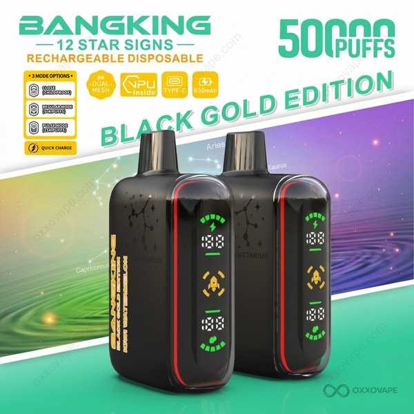 Bang King 12 Star Signs Black Gold Edition 50K Puffs — Kiwi Watermelon Flavor
