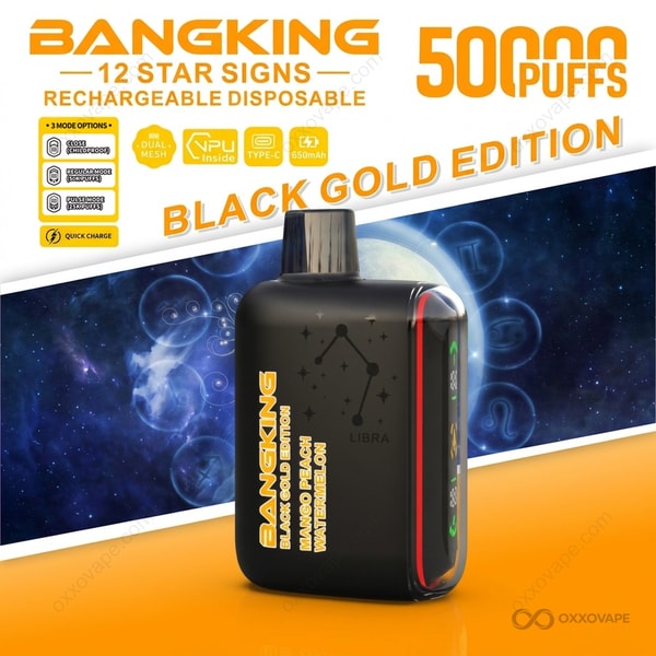 Bang King 12 Star Signs Black Gold Edition 50K Puffs — Mango Peach Watermelon Flavor