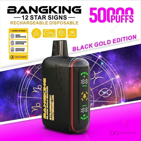 Bang King 12 Star Signs Black Gold Edition 50K Puffs — Strawberry Watermelon Flavor