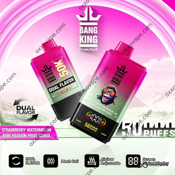 Bang King 50000 Vape alla fragola, anguria e kiwi, frutto della passione, guava
