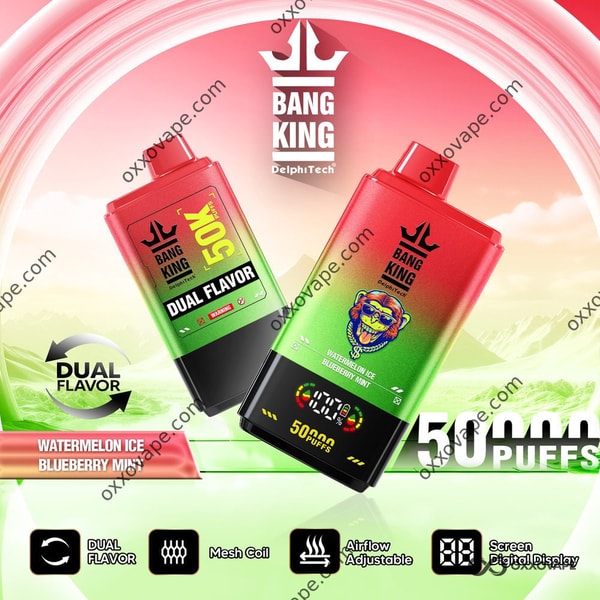 Vape usa e getta Bang King 50000 Watermelon Ice e Blueberry Mint a doppio sapore