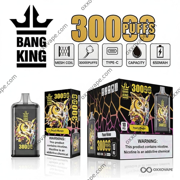Soplos disponibles de la mezcla 30K de la fruta tropical del vape del mango del melocotón de Bang King Crystal 30000