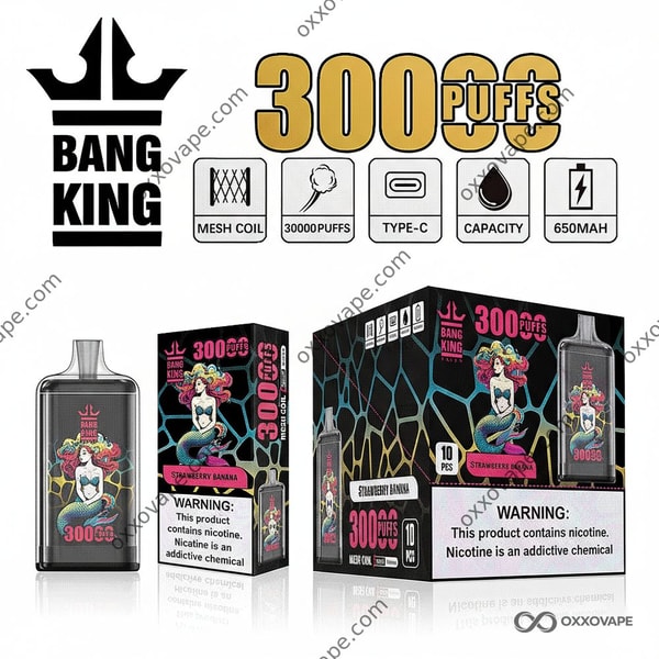 Soplos cremosos de la mezcla 30K de la fruta del postre del vape disponible del plátano de la fresa de King Crystal 30000 de Bang